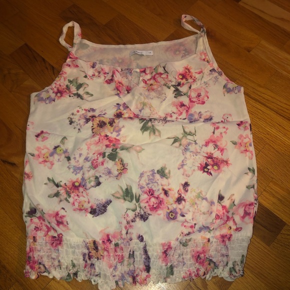 Floral tank top with smooched waist - Picture 2 of 3
